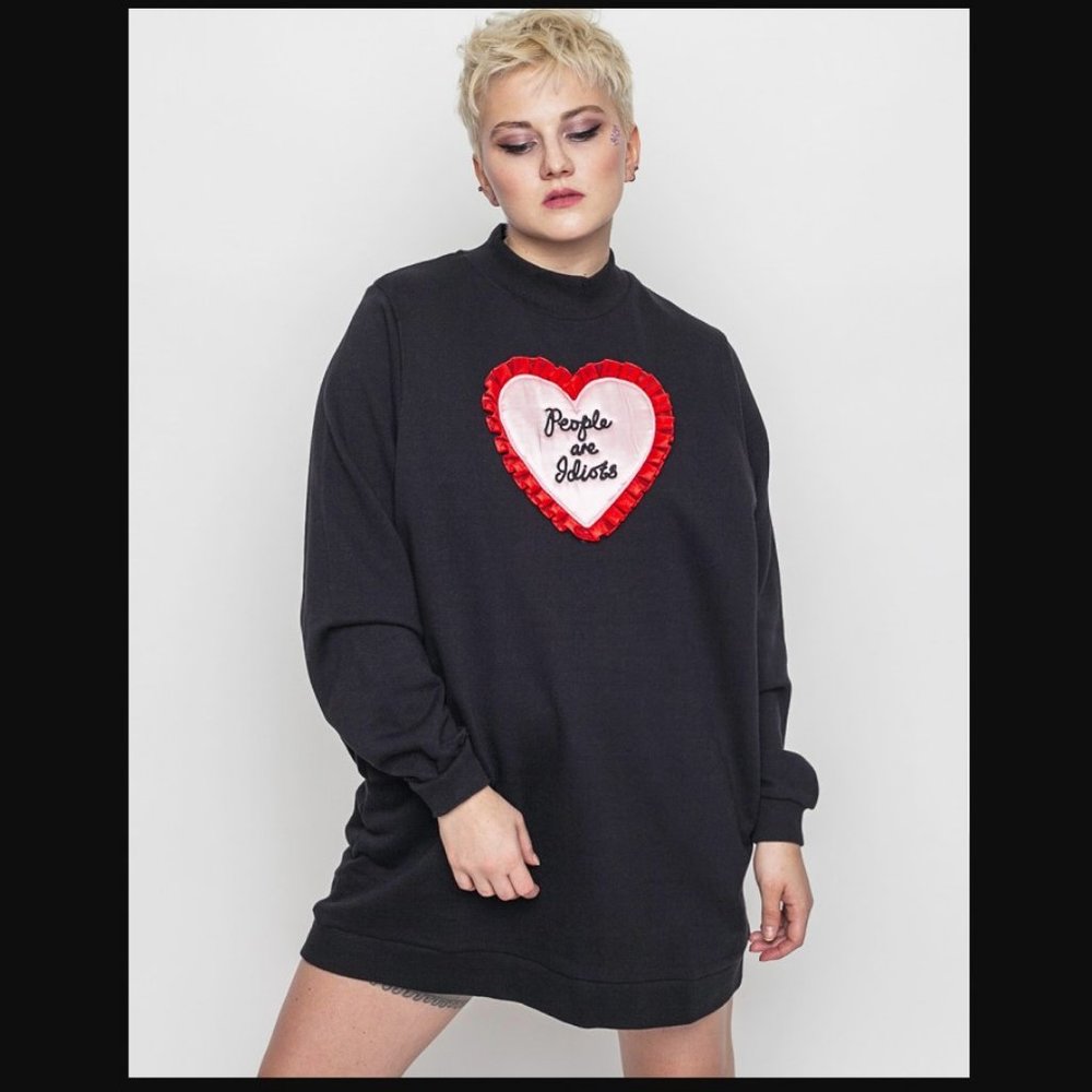 Lazy Oaf "People are Idiots" High Neck Sweater Dress